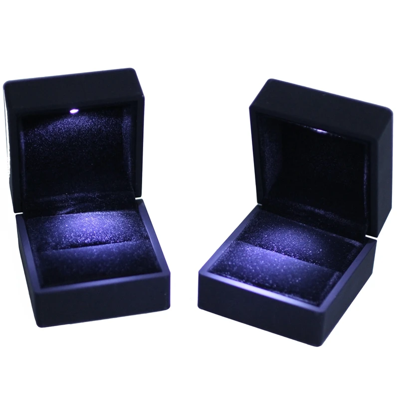 2 шт черный Обручение коробка для кольца сережек подвесная коробка с светодиодный свет