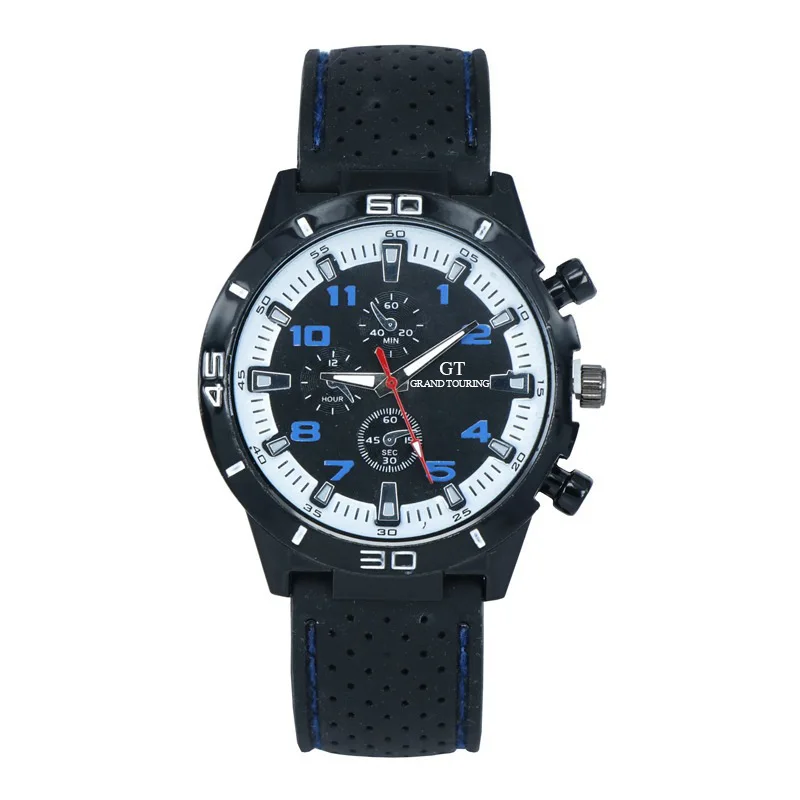 Luxury Top Brand Sport Quartz Watch Men Fashion Military Silicone Wrist Watches three-eyes relogio masculino Hodinky Satti - Цвет: Blue