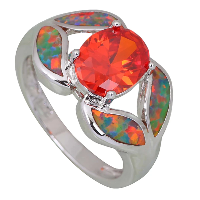 Rainbow Fire Opal Garnet Silver for Women Jewelry Gemstone Ring Size 6-9 OJ9251