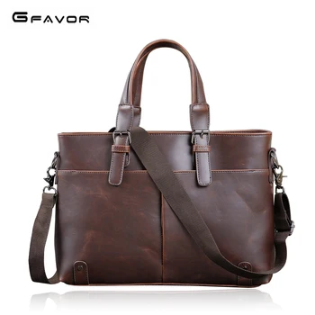 

Vintage Leather Laptop Handbag Men Crazy Horse Leather Business Briefcase Male Retro Casual Soft Crossbody Bag Male Briefcases