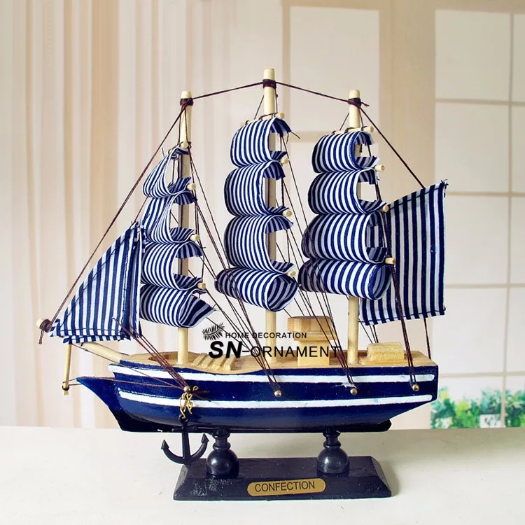 20 см деревянный парусник ручной работы резная модель лодки домашний Морской Декор подарки ремесла