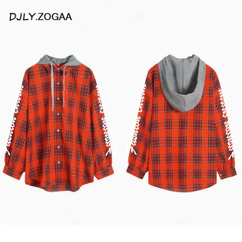 ZOGAA 2019 New Women's Hooded Shirt Fashion Charm Personality Letter Unique Design Female Shirts Lucky Solid Men Jacket Coat