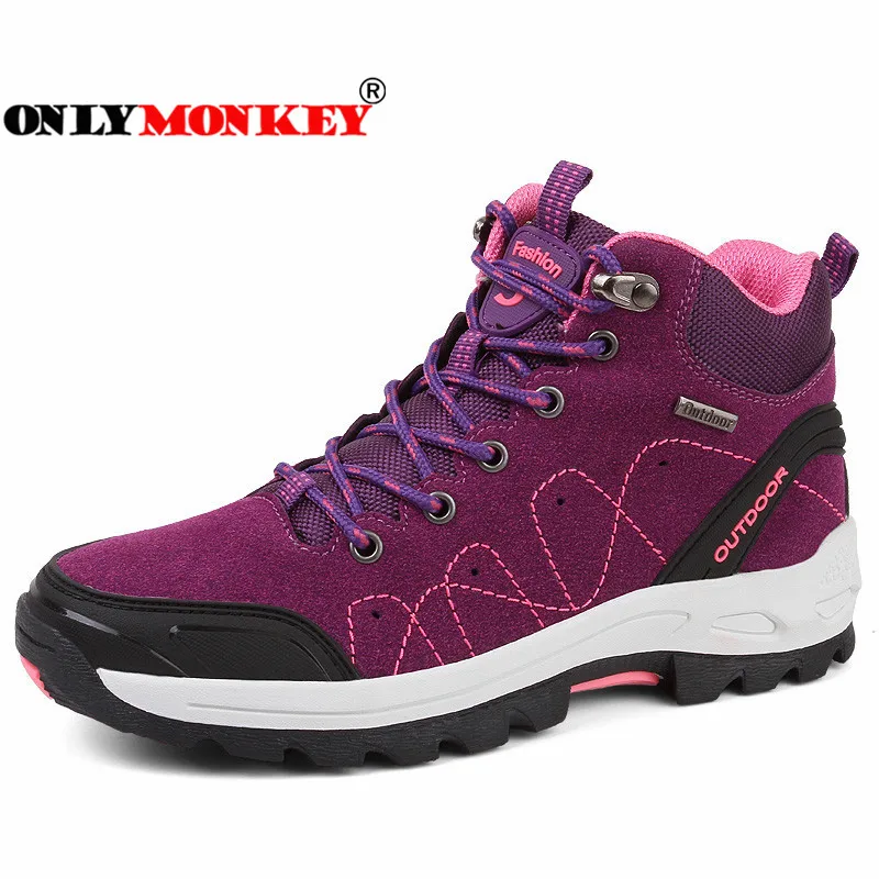 

ONLYMONKEY Women Hiking Boots Autumn/winter New Design Fur/cotton Inside Trekking Shoes for Girls Outdoor Walking Shoe for Women
