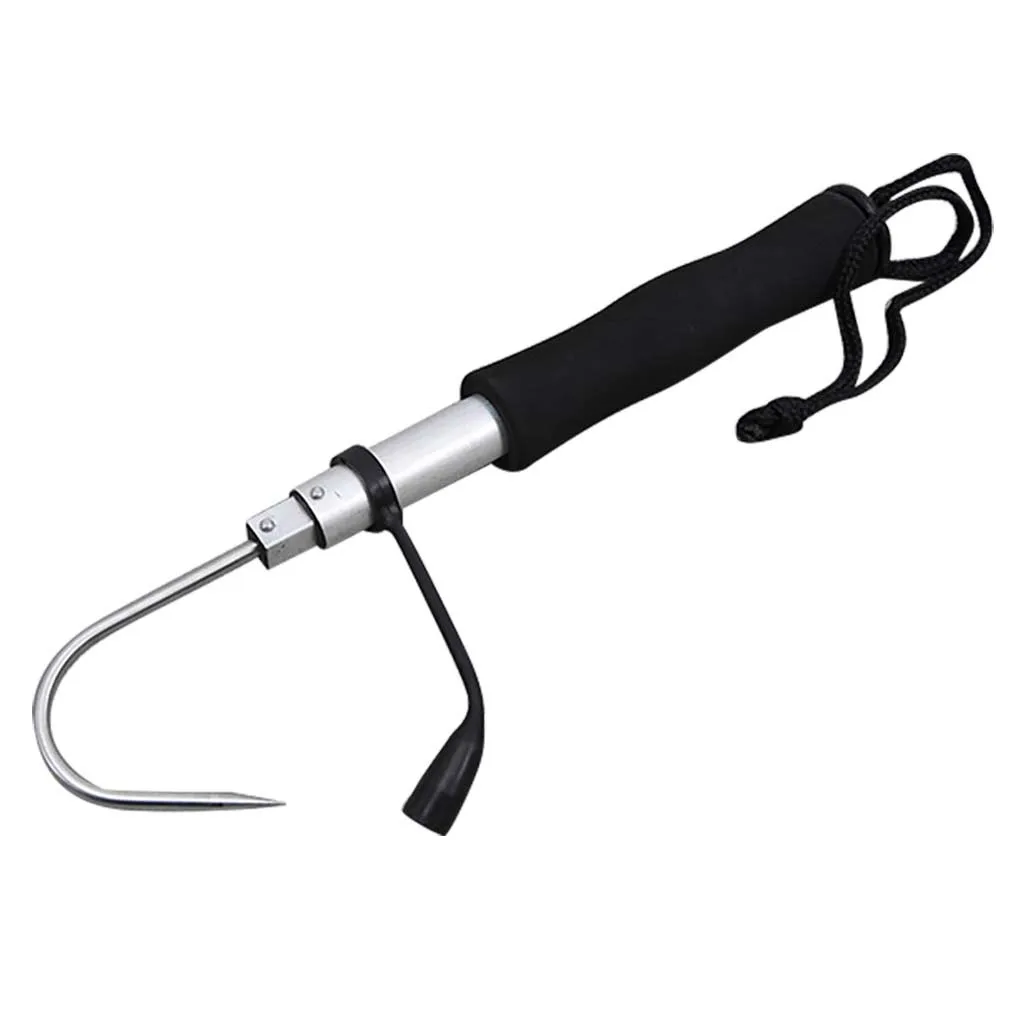 60cm Professional Telescopic Retractable Fish Gaff Stainless Ice Sea Fishing Stainless Steel Aluminum EVA Spear Hook Tackle e711