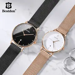 Bestdon Мужские Водонепроницаемые часы пара кварцевые женские наручные часы лучший бренд Роскошные часы с календарем Нержавеющая сталь