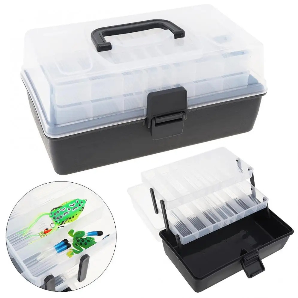 

3 Layers 30 x 18 x 15cm Multifunctional Fishing Lure Reel Tools Box Durable Plastic Big Fishing Tackle Box
