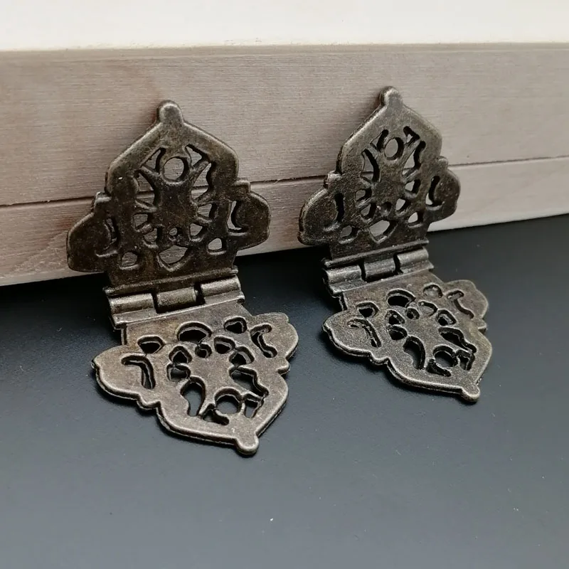 

4x Hollow Bronze Kitchen Cabinet Hinge Furniture Accessories Vintage Jewelry Gift Wooden Box Hinges Retro Fittings for Furniture