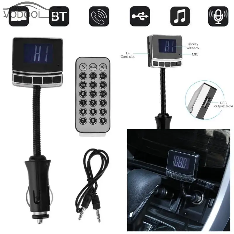 VODOOL Wireless Bluetooth Handsfree Car Kit FM Transmitter Modulator  MP3 Player USB Car-charger Auto AUX TF Card Music Player