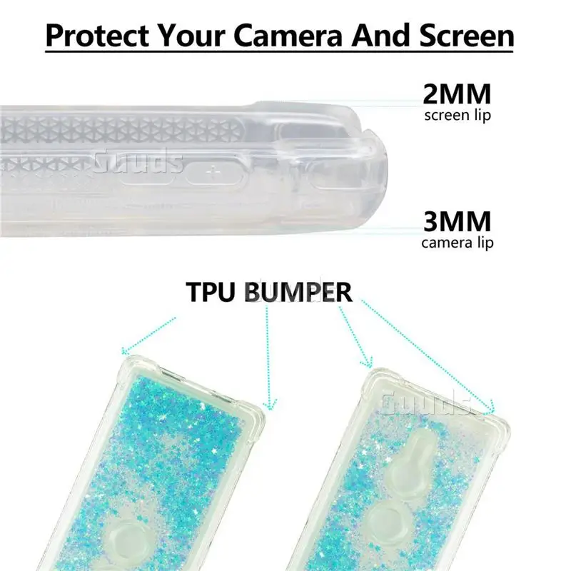 Dynamic Liquid Glitter Sand Quicksand TPU Case for Sony Xperia XZ2 - Silver Blue Star