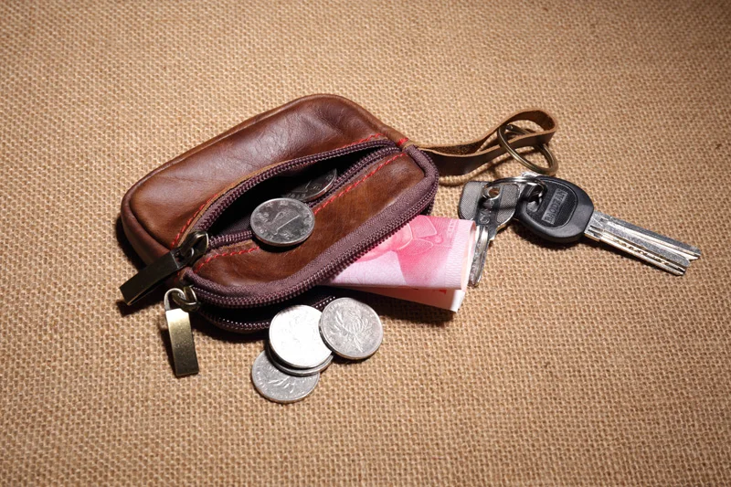 Vintage style Genuine Leather Coin Purse Small Real Leather Coin Wallet Credit card holder bag can attach to belt 00090