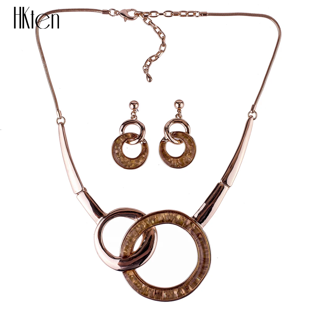 MS1504727 высокое качество Ювелирные наборы кольцо дизайн без свинца и никеля женское ожерелье серьги набор цвет розового золота