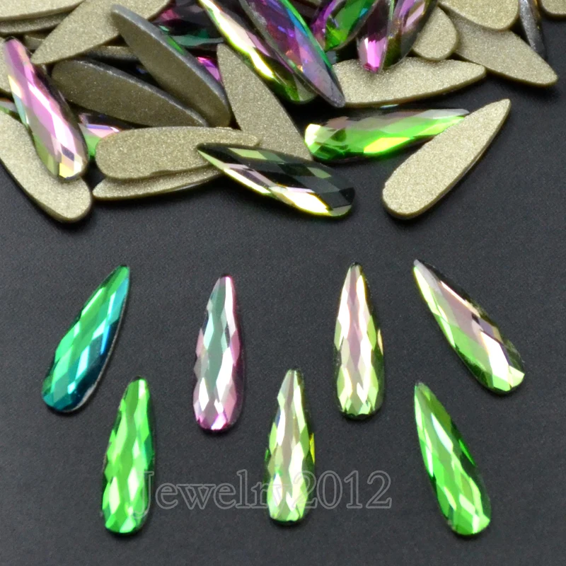 

200PCS/Pack 13 3x10mm Raindrop Vitrail Medium No Hotfix Rhinestone Multi Shape Crystal Glass 3D Nail Art Gllitter Beads Top