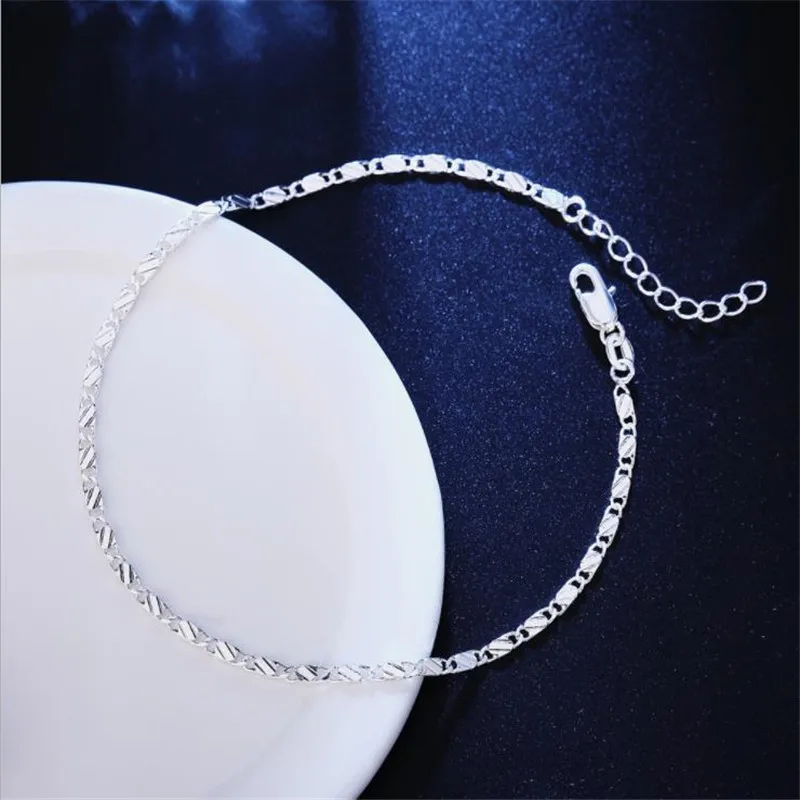 

TJP New Arrival Gold Chain Bracelets For Women Jewelry Fashion 925 Sterling Silver Anklets Girl Party Accessories Female Gift
