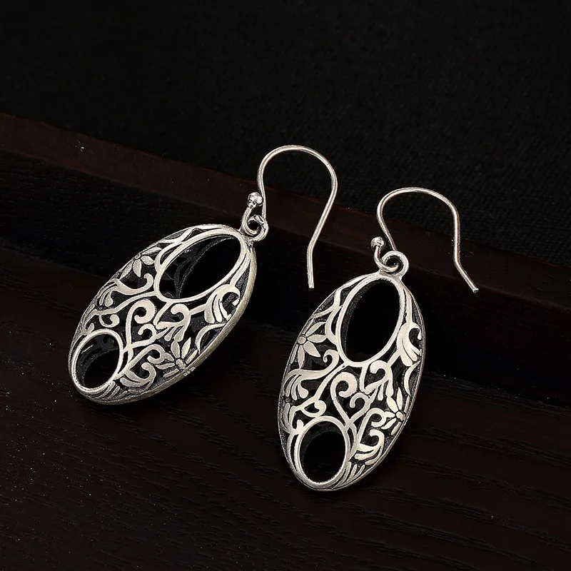 2018 Real Brinco Coin Retro Totem Hollowed Out Matte Color Long Style 100% Sterling Lady's Personality Eardrop Wholesale. | Украшения и