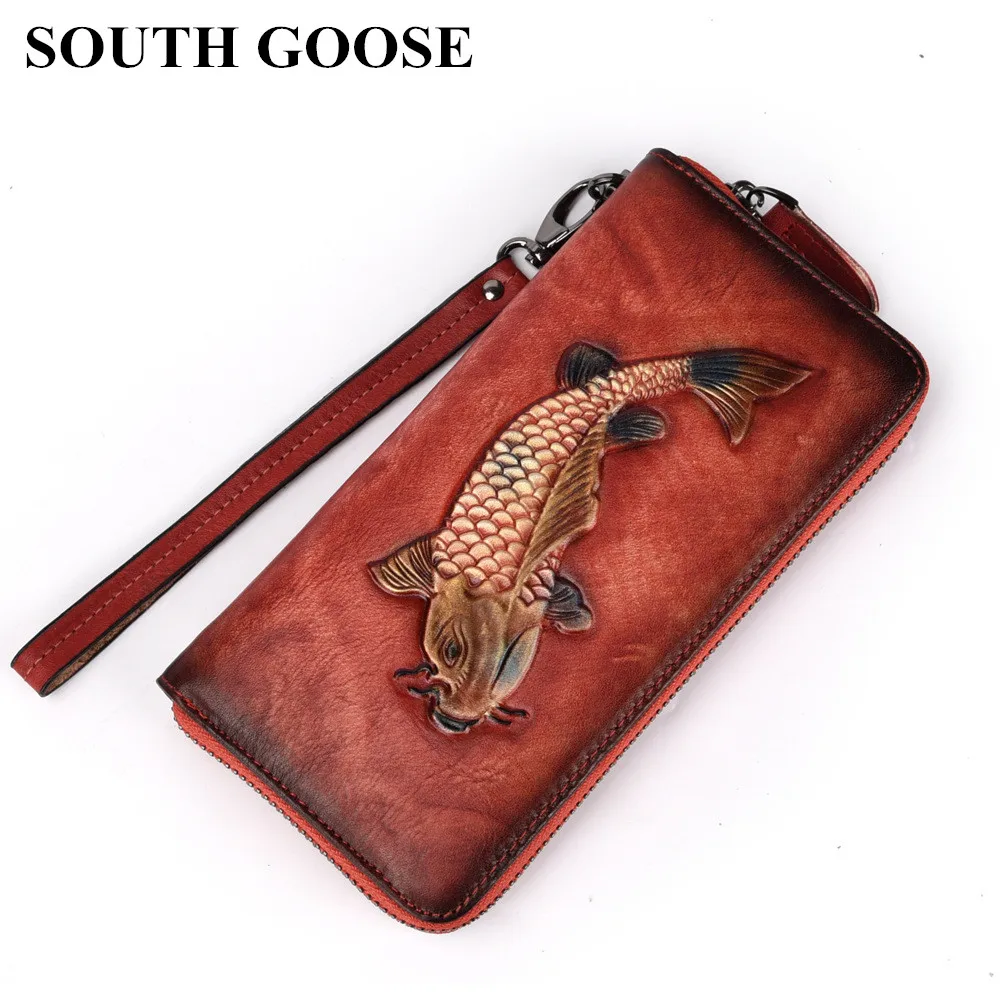Мужской кошелек из натуральной кожи sout goose повседневный длинный клатч ручная