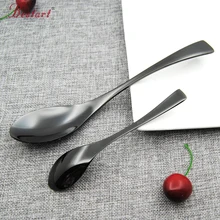 Black Spoon Forks Knife Cutlery Set 18/8 Stainless Steel Dinning Tools Dessert Tea Spoons Salad Forks Steak Knives Dinnerware