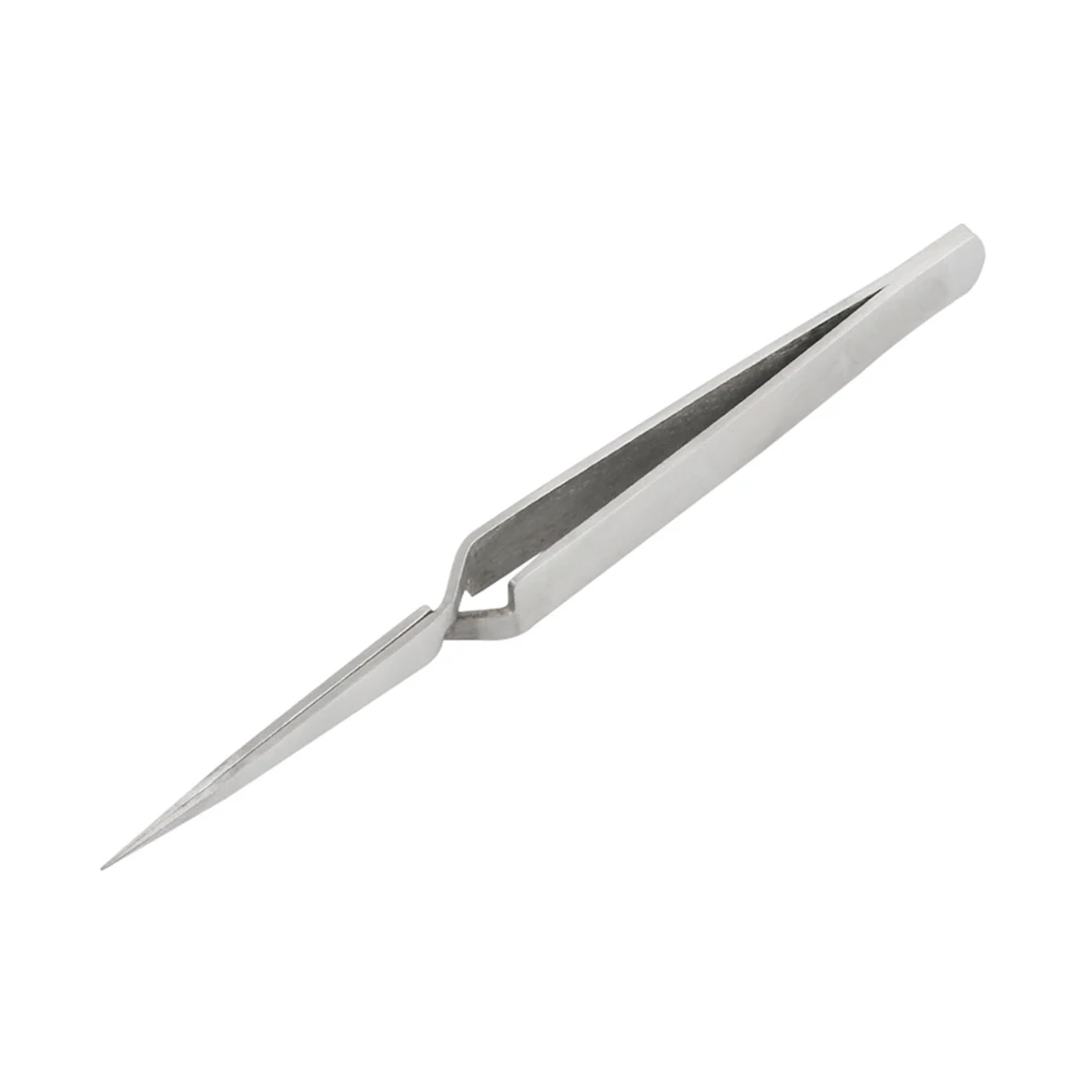 FIXFANS Stainless Steel Ultra Thin Precision Cross Lock Reverse Action Tweezers Holding Tightly DIY Jewelry Hobby Craft Tool