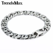 Trendsmax 9.5mm marina color plata del acero inoxidable 316l del motorista pulsera mens boys pulsera de cadena de joyería al por mayor hb19