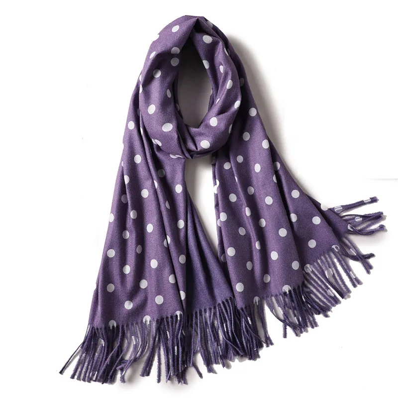 RUNMEIFA искусственный кашемировый шарф в горошек для женщин зимние теплые шали с кисточками платок женский элегантный шаль Прямая