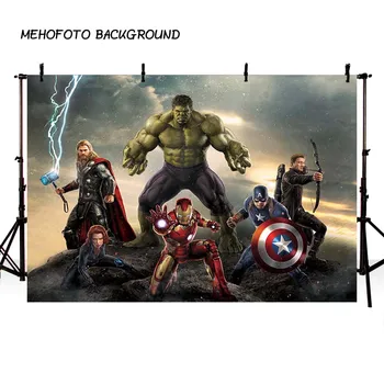 

Photography Backdrop Cartoon Super Heroes Spiderman Superman Hulk Captain Children Custom background for photo studio photocall