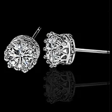 Серьги-гвоздики с искусственными бриллиантами и серебряным покрытием для женщин, модные ювелирные изделия, подарок