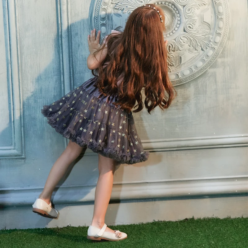 B&N Girls Fluffy 1-10 Years Chiffon Pettiskirt Children Ballet Skirts With Stars For Party Dance Princess Girl Tulle Miniskirt7