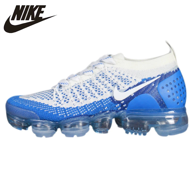

NIKE AIR VAPORMAX FLYKNIT Men's Running Shoes,Outdoor Sneakers Shoes, White & Blue, Shock Absorption Breathable 942843 104
