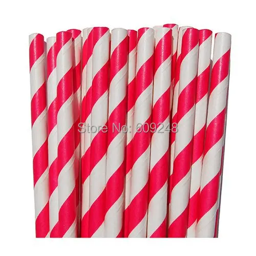 100pcs Colors Decorative Party Pink Paper Straws on 100