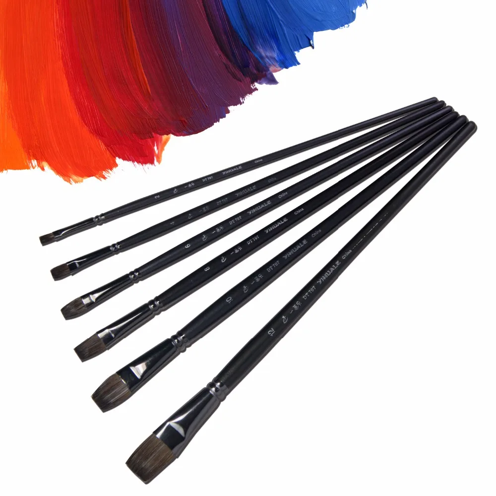 Eval 6pcs/set Squirrel Hair Paint Brush Art Supplies Artist Oil Watercolor Paint Brush for School Student Drawing Tool handmade mineral watercolor paint cobalt turquoise green set layered color acuarela art supplies for artist