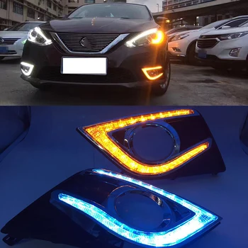 

Car Flashing 1Pair DRL For Nissan Sentra 2016 2017 LED Daytime Running Light Car Accessories Waterproof ABS 12V Fog Lamp