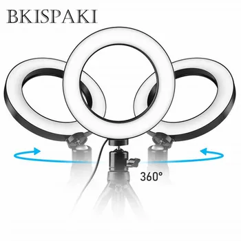 

Dimmable LED Studio Camera Ring Light Phone Video Light 12W 2700K-5500K Photography Tripod Lamp Selfie Stick Circle Table Lights