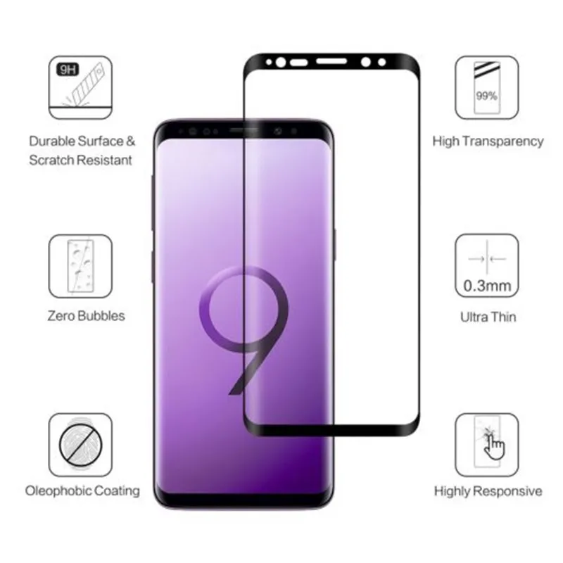 

Tempered Glass For Samsung Galaxy S9 / S9 Plus 3D Screen Protector Film Clear Back Cover For Galaxy S8 / S8 Plus Full Coque