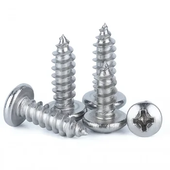 

50PCS M2.6 M3 304 Stainless Steel Round Head Self-tapping Wood Screw Pan Head Tapping Screws