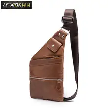 Bolso de cuero de calidad para hombre, de moda Casual, bandolera para pecho, bolsa de viaje de 8 