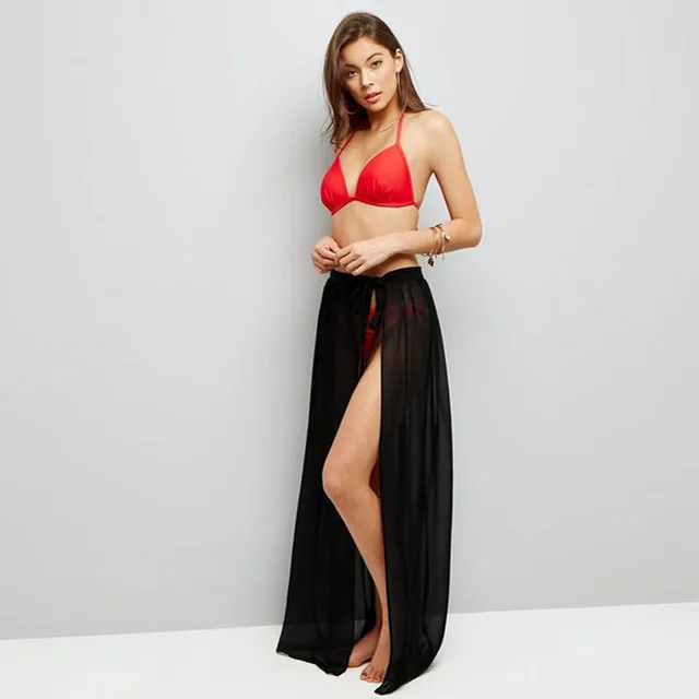 sheer long black skirt
