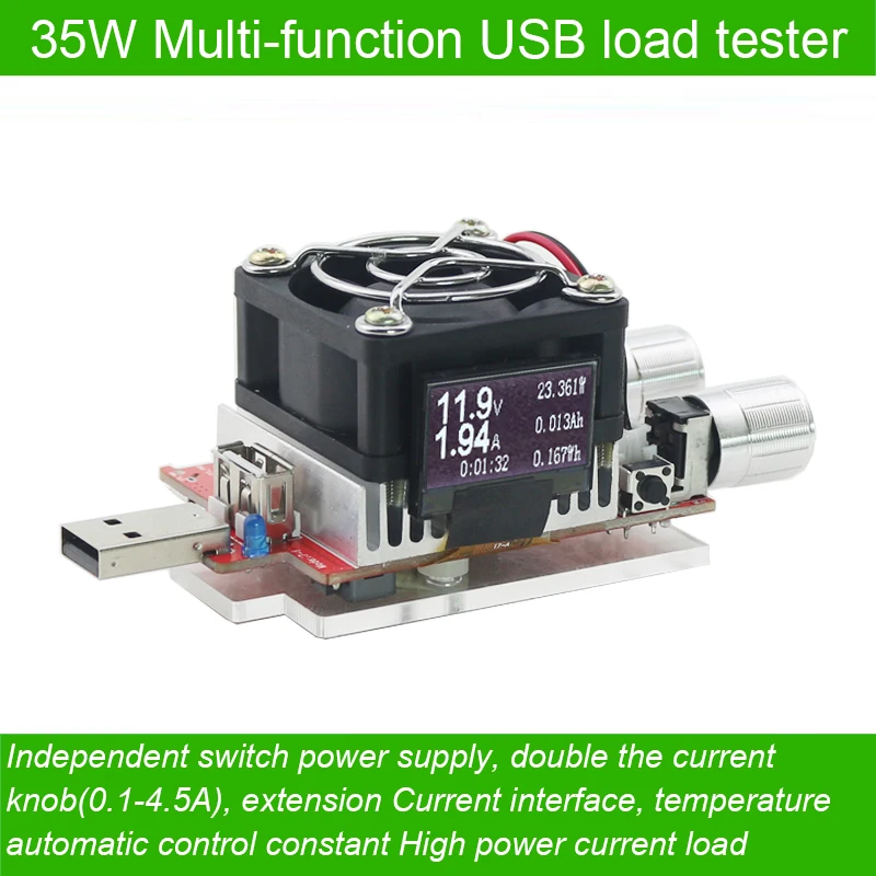 Günstig Usb elektronische last einstellbare konstante strom aging widerstand 35w batterie spannung kapazität tester qualcomm qc2.0 3,0 voltmeter