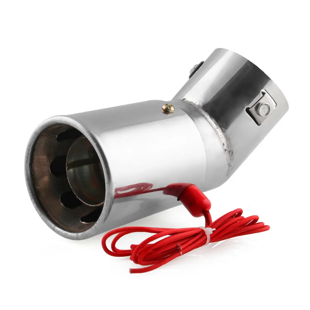 Универсальный светодиодный глушитель из нержавеющей стали для автомобиля, наконечник трубы, красный светильник, пылающий задний глушитель 30-63 мм