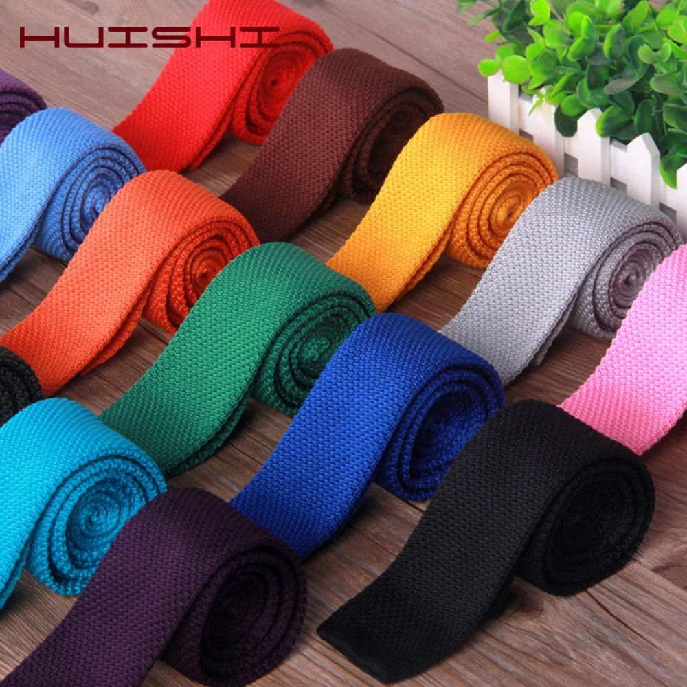 

HUISHI Men Knitted Tie Knit Leisure Striped Solid Ties Fashion Skinny Narrow Slim Neck Ties For Men Skinny Woven Designer Cravat