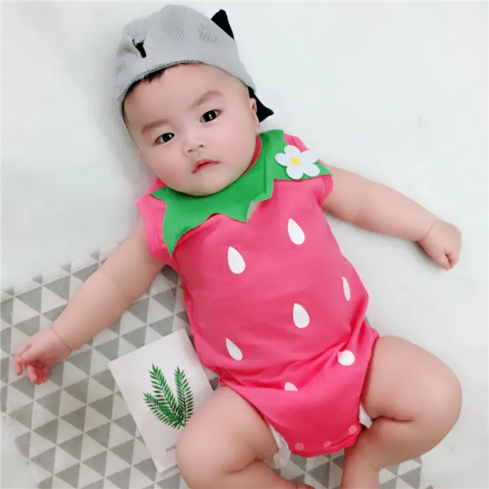 Bebé recién nacido de algodón mamelucos Unisex bebé niña niño ropa de frutas de fresa sandía verano bebe ropa overoles Bebé recién nacido de algodón mamelucos Unisex bebé niña niño ropa de frutas de fresa sandía verano bebe ropa overoles