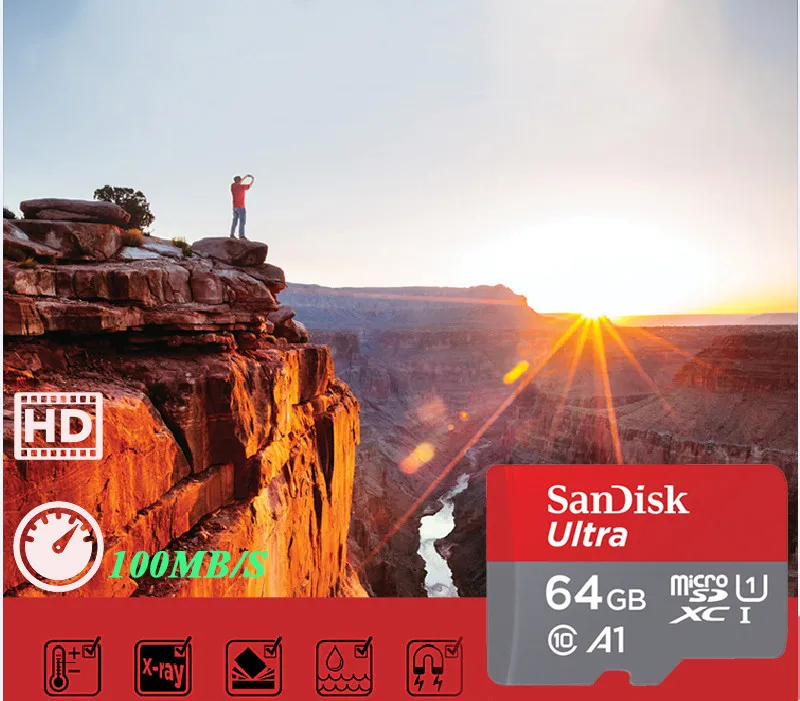 SanDisk MicroSD карты TF объемом 64 ГБ, карта 128 ГБ 256 ГБ SDXC 32 Гб оперативной памяти, 16 Гб встроенной памяти SDHC карты флэш-памяти UHS-I U1 C10 A1 cartao de memoria 100 МБ/с