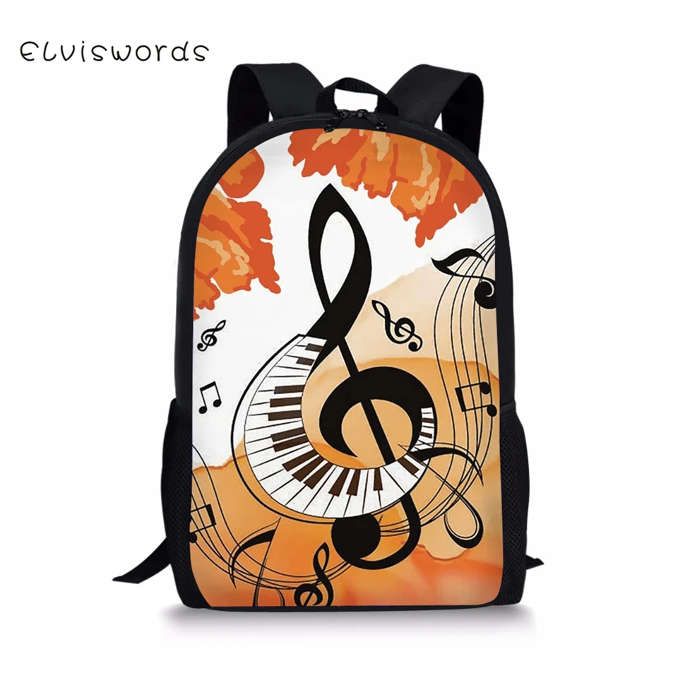 

ELVISWORDS Kids Fashion Backpack Musical Note Pattern Children's School Bag Cartoon Character Toddler School Bags Women Backpack