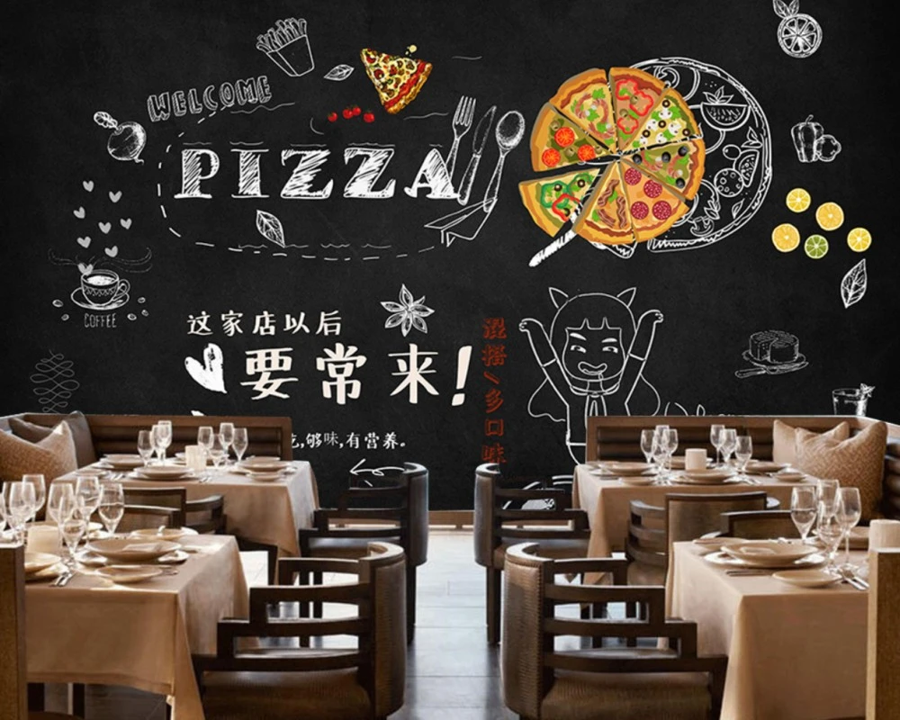 を送料無料ノスタルジックな黒手塗装洋風ピッツェリア西洋レストラン壁カスタム 3d レストラン写真の壁紙 Wallpapers Aliexpress