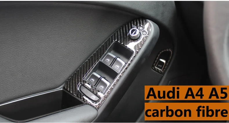 Адаптировать для Audi A4 A5 специальный модифицированный Карбон волокно внутренняя отделка кнопки дверь, декоративные рамки Audi A4 A5 изменение 3D стикер