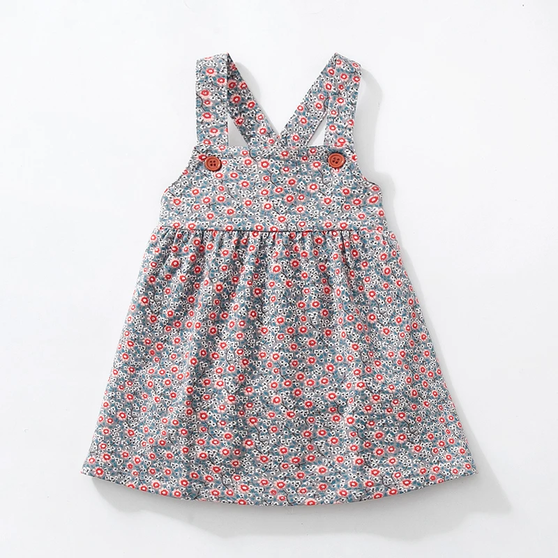 Новые осенние платья для девочек Стрейчевые вельветовые широкие Платья с цветочным рисунком на бретельках, милое осеннее платье-майка для детей возрастом от 2 до 7 лет