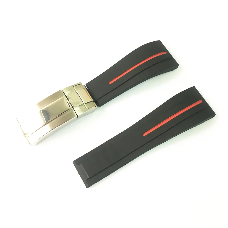 MERJUST New 20mm 21mm Black Soft Dustproof Silicone Rubber Watchband For Role strap Daytona Submariner GMT OYSTERFLEX Bracelet