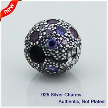 Подходит для браслетов Pandora, бледно-розовые космические звёзды, клипсы, подвески из стерлингового серебра пробы, бусины