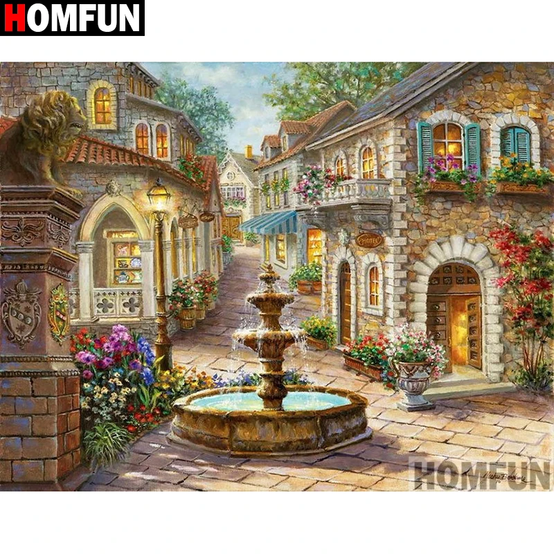 

HOMFUN Full Square/Round Drill 5D DIY Diamond Painting "House landscape" Embroidery Cross Stitch 5D Home Decor Gift A09126