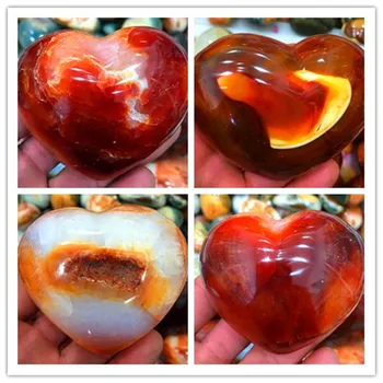 

1pcs Natural quartz crystal agate red heart-shaped ornaments 240 g