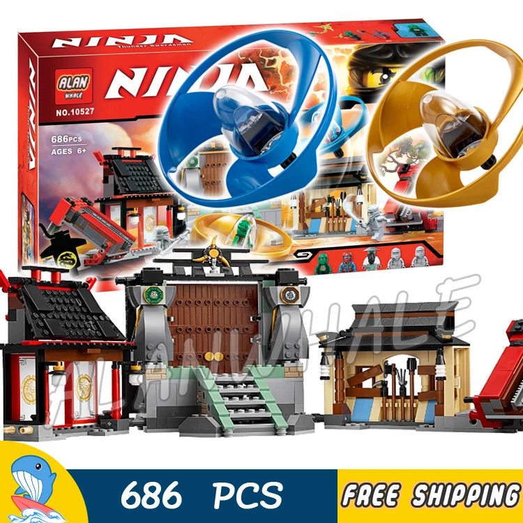 

686pcs Ninja Airjitzu Battle Grounds Temple House 10527 Model Building Blocks Children Assemble Toys Bricks Compatible With lego