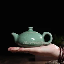 135 мл изысканный чайный горшок хрустящая глазурь Longquan Celadon керамический горшок китайский чайный горшок фарфоровый чайник Gaiwan
